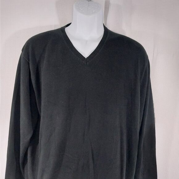 JOSEPH A. BANK! RICH BLACK 100% PIMA COTTON V-NECK PULLOVER SWEATER! SZ L - Picture 3 of 8